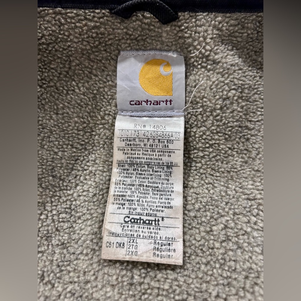 Mens Carhartt Chore Coat Heavy Canvas lined in Sherpa Fleece Size 2X Large - Picture 3 of 6